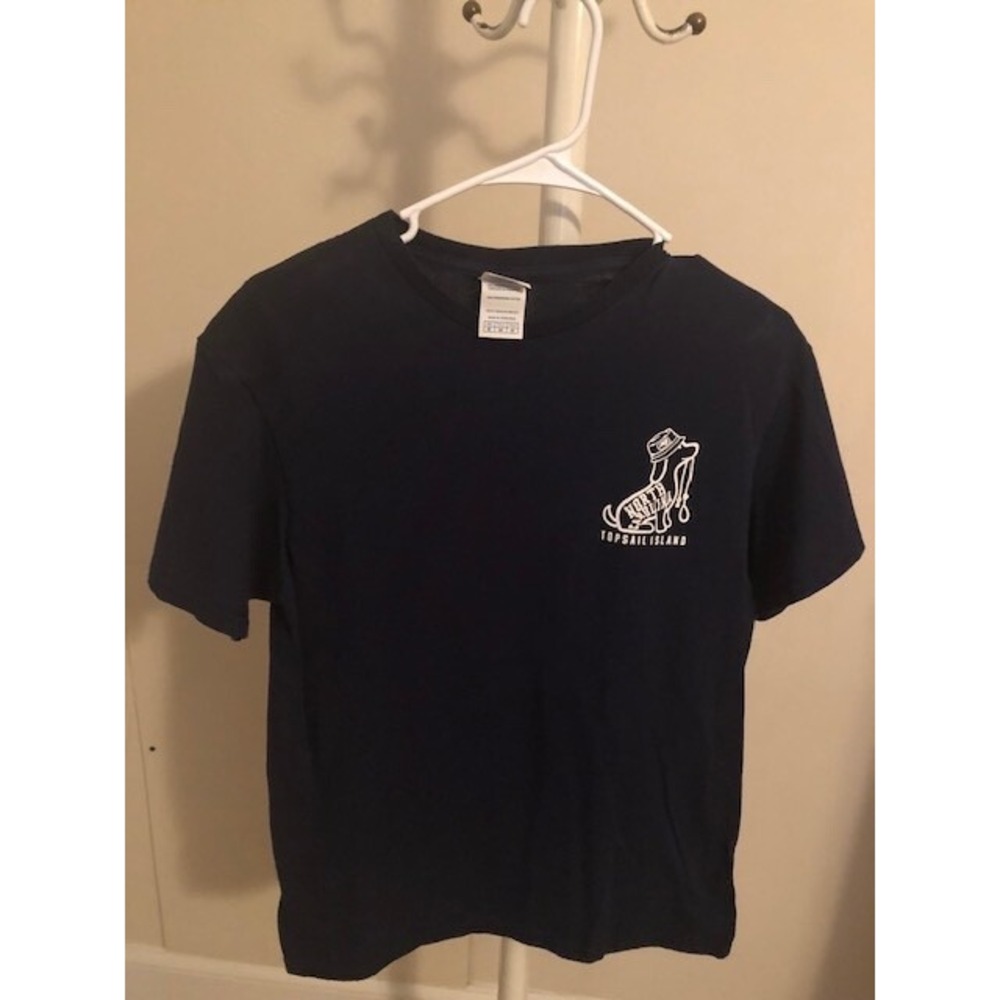 Topsail Island NC dog short sleeve t-shirt navy size medium